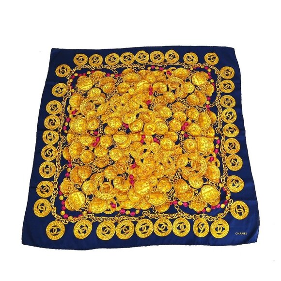 Chanel Navy Scarf Small Good - Picture 1 of 5